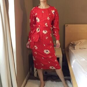 VTG 100% Silk Maggy London By Jeannene Booher 2 PC.-ZA5